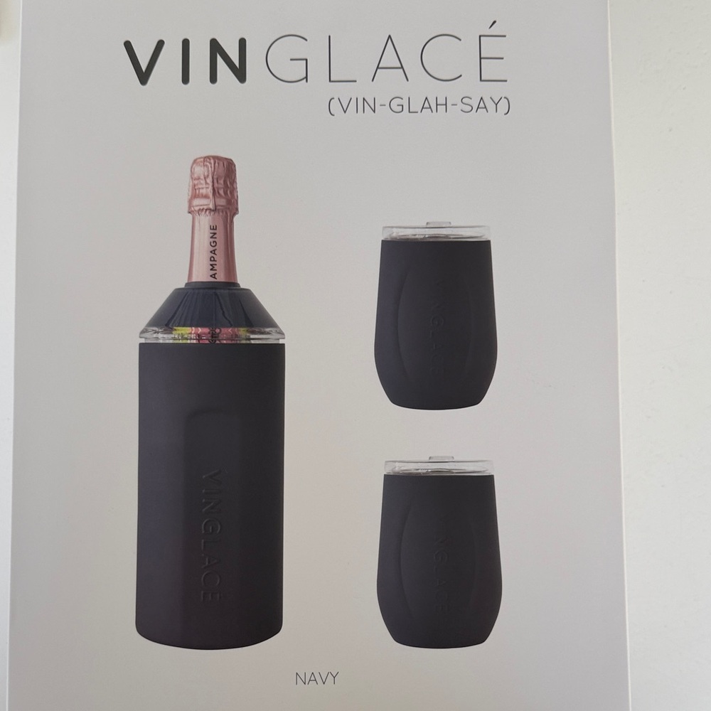 Navy Wine Chiller and Tumbler Set